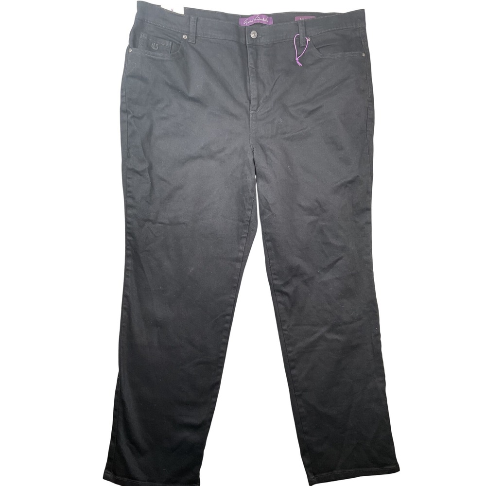 NEW Gloria Vanderbilt Amanda Slimming Jeans Women 20W Black Straight Leg Stretch